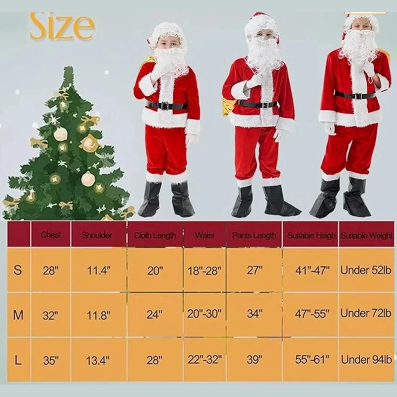 Children Christmas Santa Claus Costume